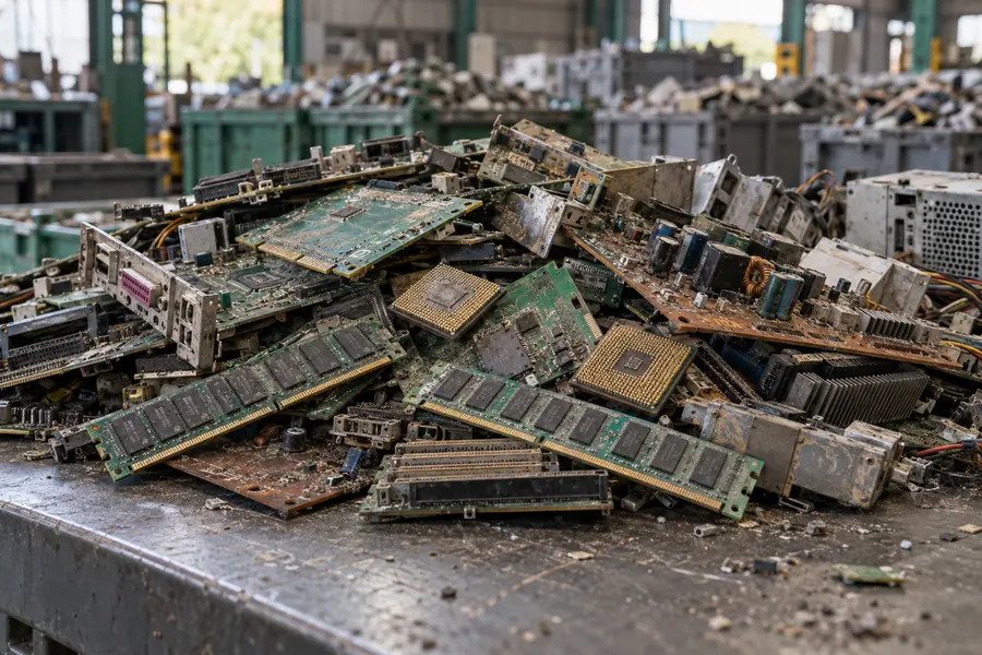 Older mixed scrap circuit boards, processors and RAM modules